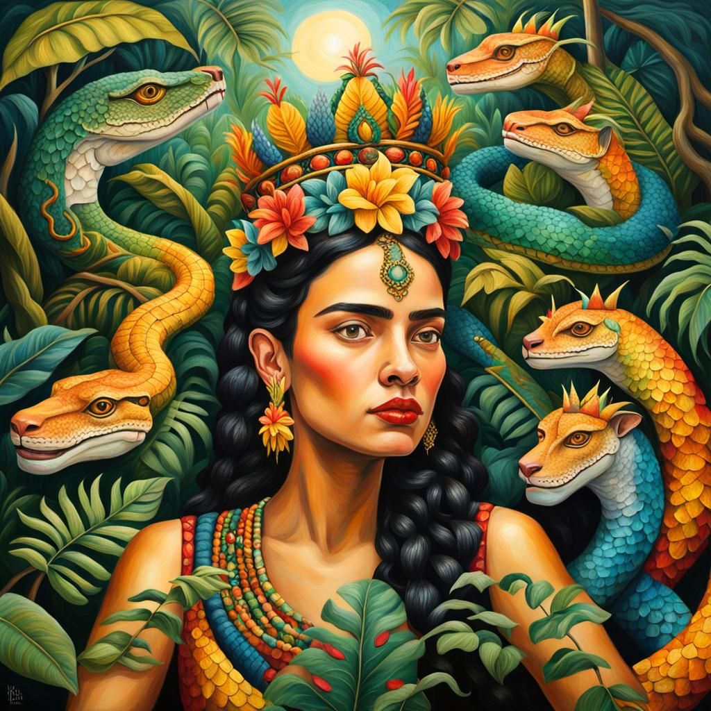 Latina Serpent Queen on Jungle Throne