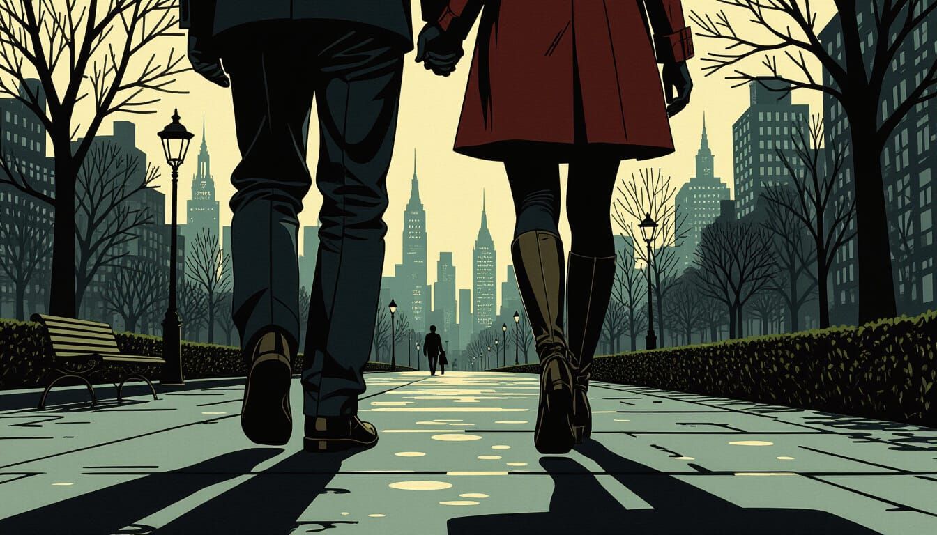 City Park Walk: Comic Art in Dreamlike Style