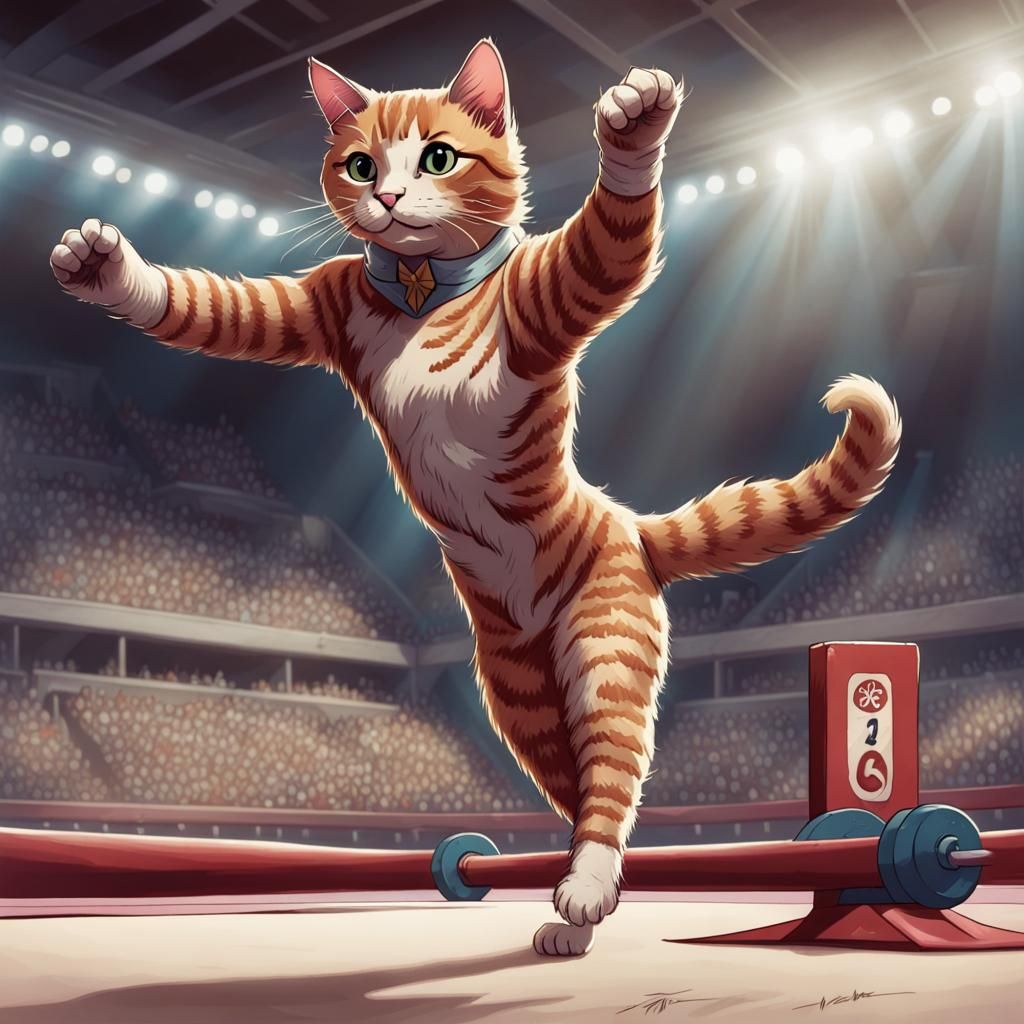 Gymnast Cat at the Animal Olympics