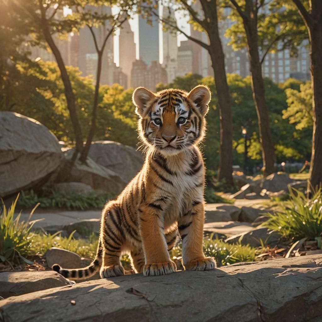 Tiger Cub Explores Central Park: Comic Book Art