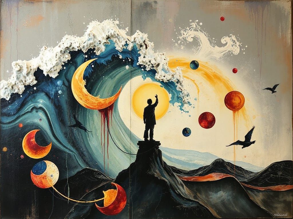 Airbrush Sculptural Rhythm Acrylic Wash Painted on Glass Tap...