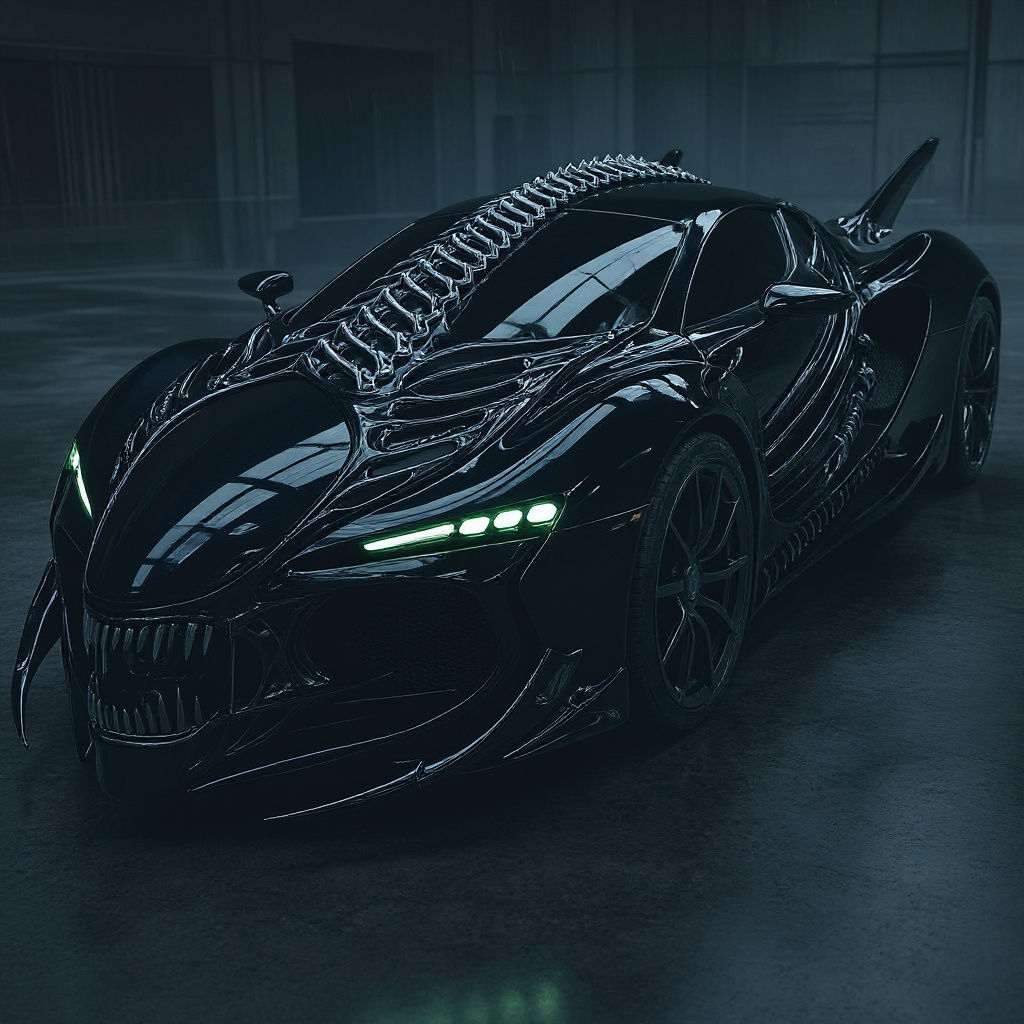 Xenomorph Alien Car in Hyperrealistic Cinematic Style