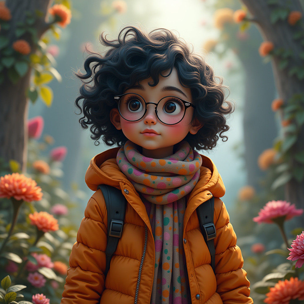 Whimsical Girl in Detailed Matte Painting Style
