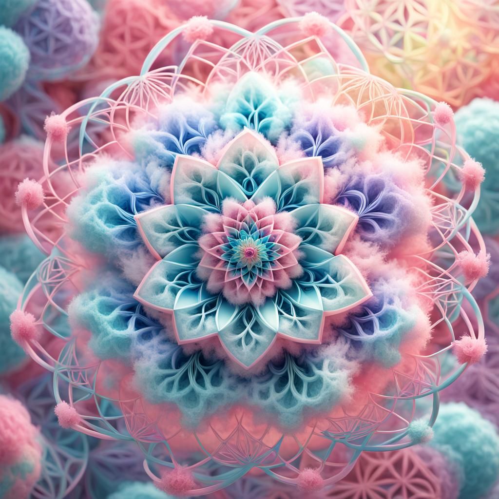 Cotton Candy Flower of Life in Pastel Neon