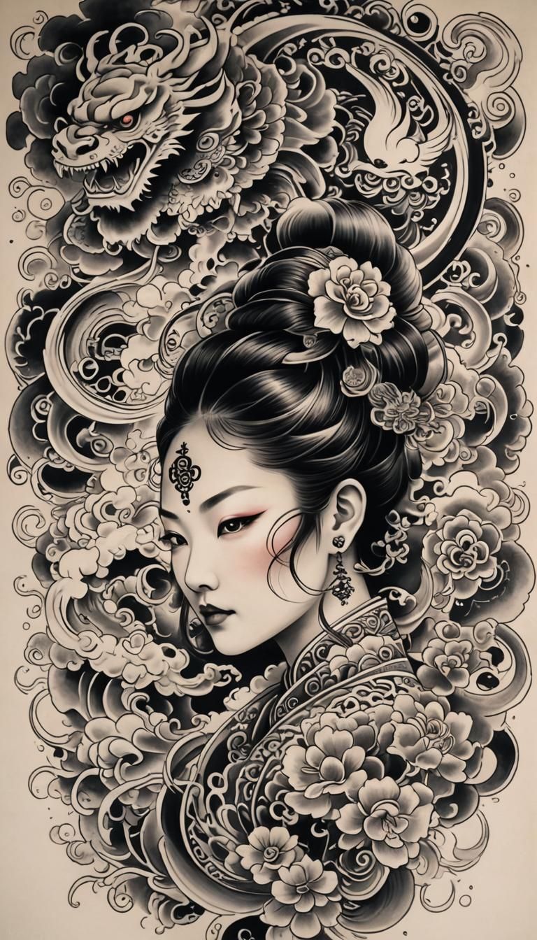 Classic Asian Tattoo Art Design