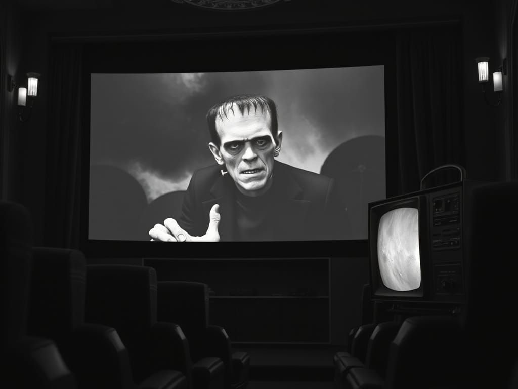 Frankenstein Monster on Vintage TV Screen