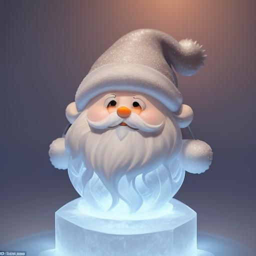 Gleaming Ice Star Sculpture with Scandinavian Nisse
