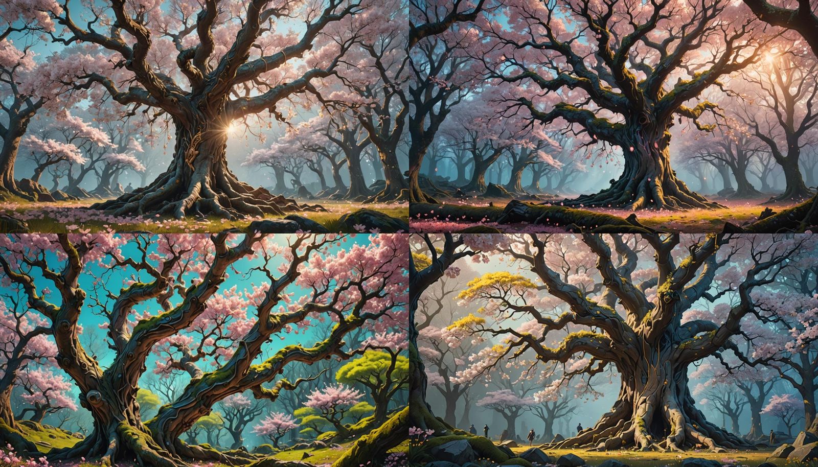 Sci-Fi Cherry Blossom Forest in Hyperrealistic Style