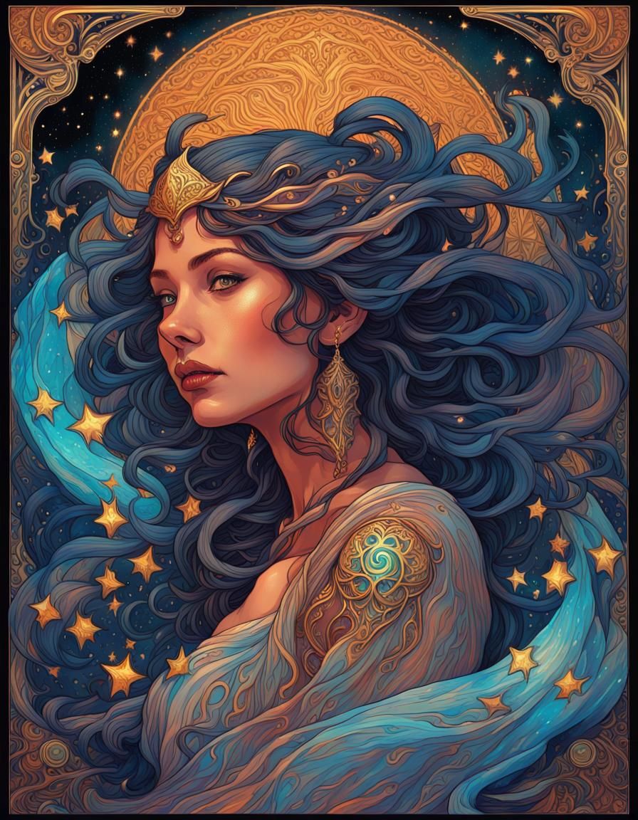 Fire Goddess Tarot Card in Rococo Style