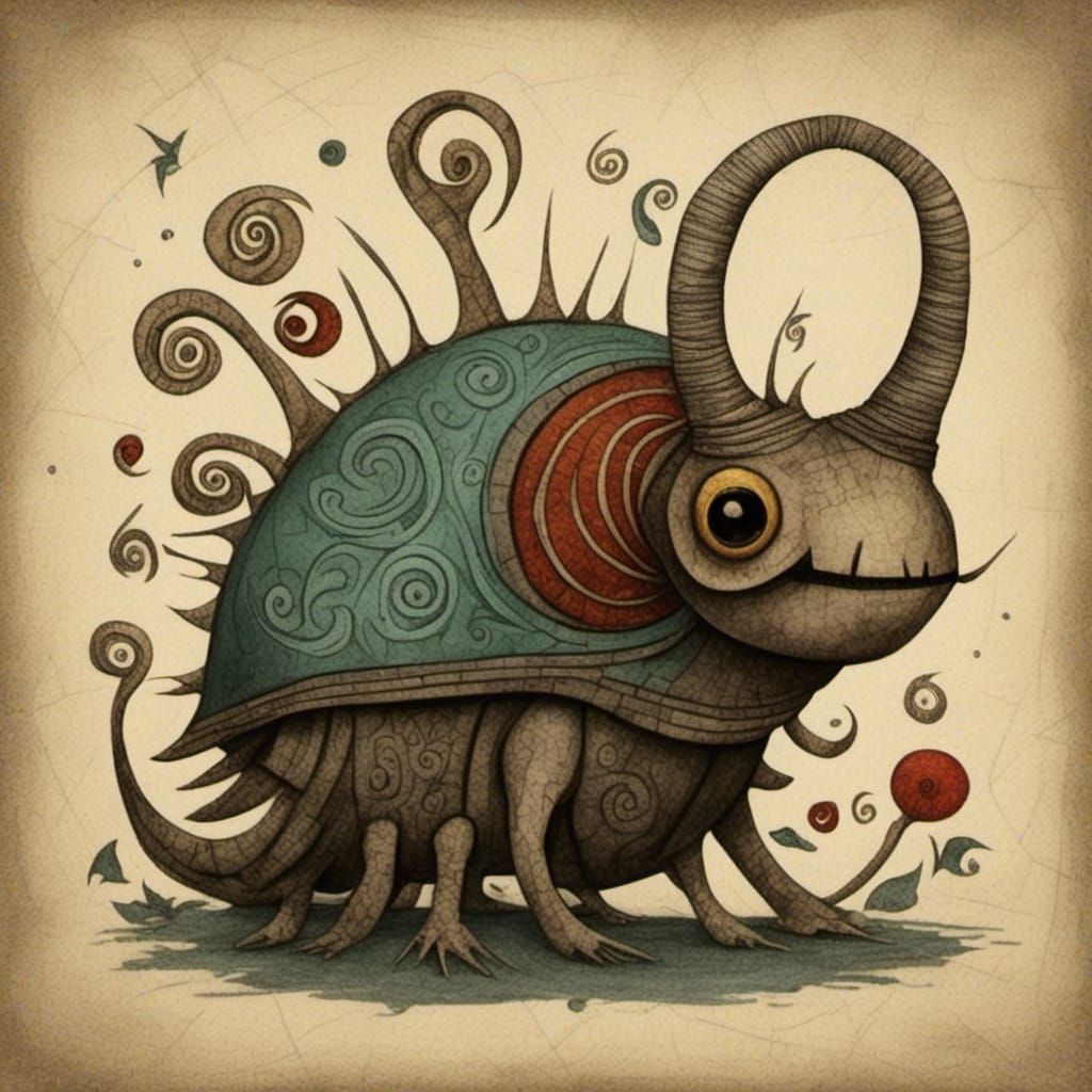 Dreamlike Snail Creature in Surreal Style