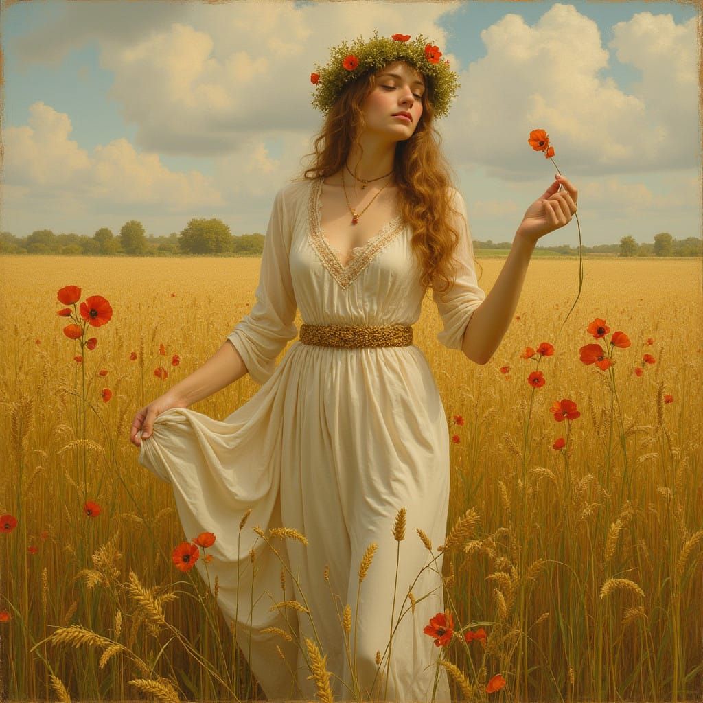 Goddess of Abundance in a Wheat Field