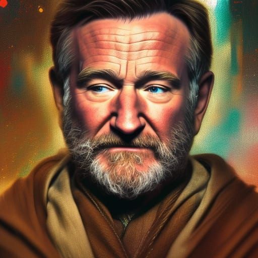 Hyperrealistic Robin Williams as Obi-Wan Kenobi