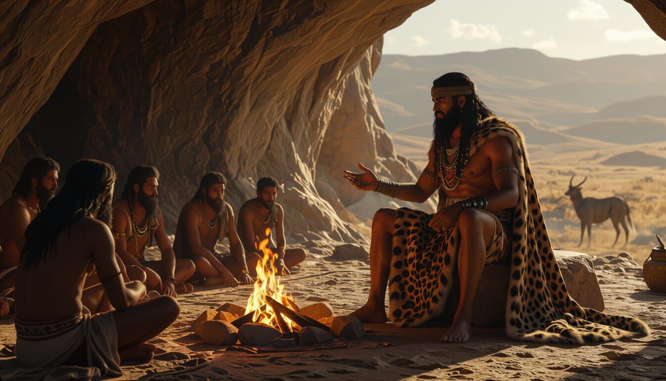 Ancient Cave Teaching Scene in Realistic 3D Animation