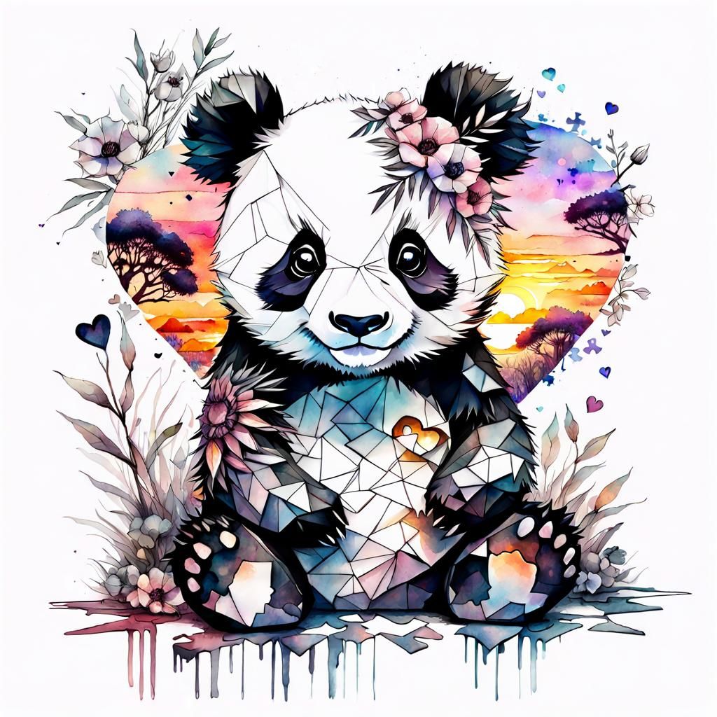 Charming Chibi Panda Puzzle in Watercolor
