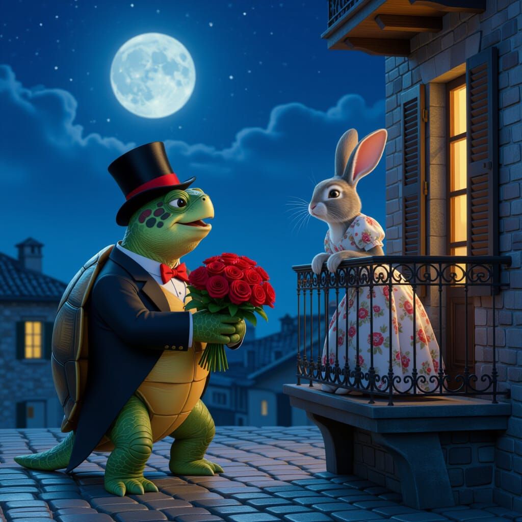 Turtle Serenade Under the Moonlight