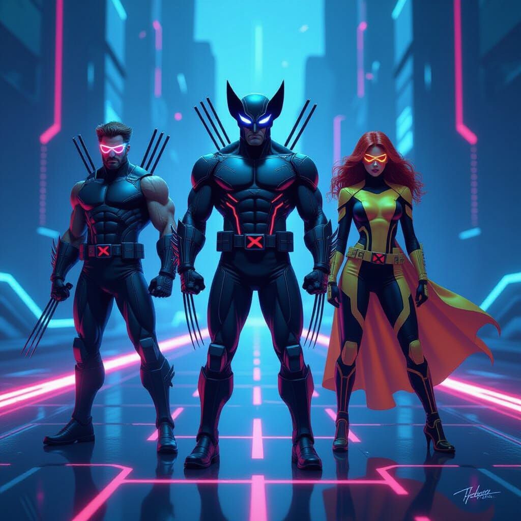 X-Men Characters in Tron Universe Digital Art