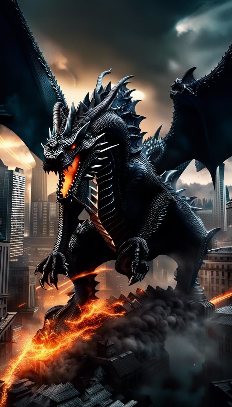Furious Black Dragon City Destruction in 3D