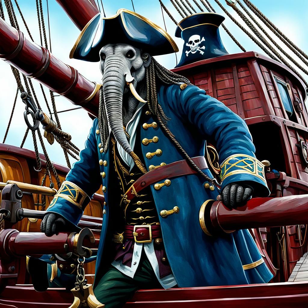 Loxodon Pirate Commanding a Ship