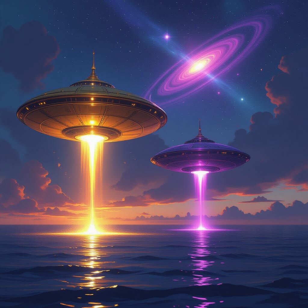 Alien Ships Emerge from Sea in Dark Fantasy Style