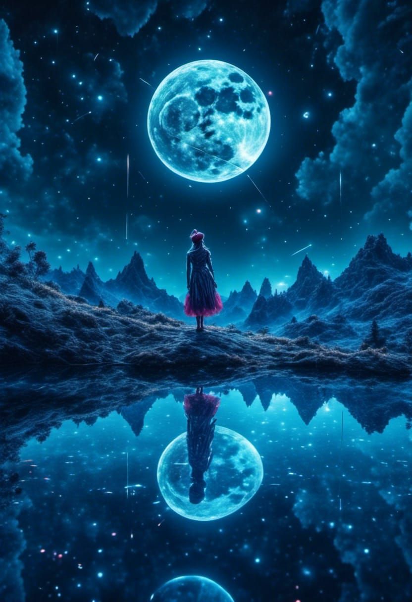 Blue Moon Represents Hope in Cosmic Illustration