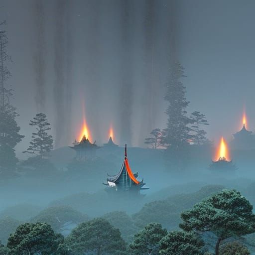 Hyperdetailed Shinto Shrine Matte Painting