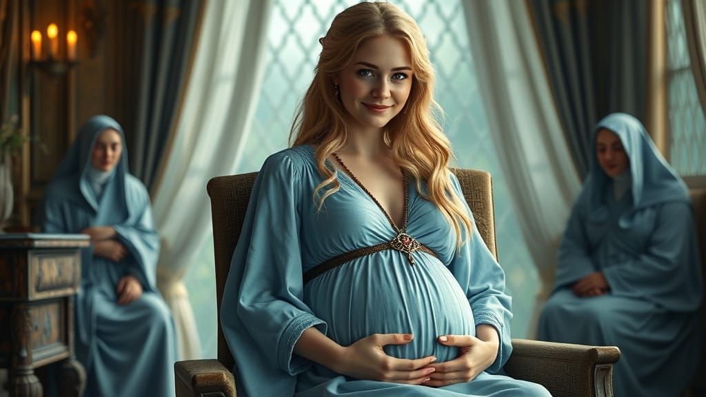 Norse Goddess Freya Prepares for Motherhood in Elegant Fanta...