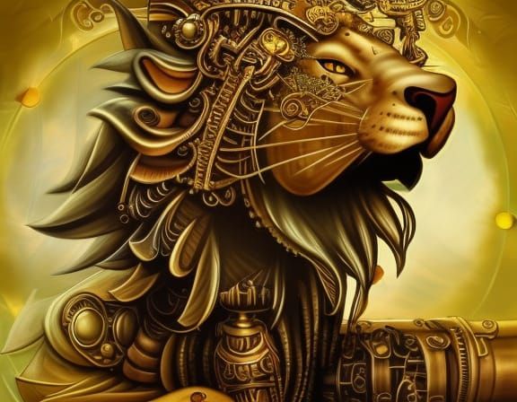 steampunk anthropomorphic lion