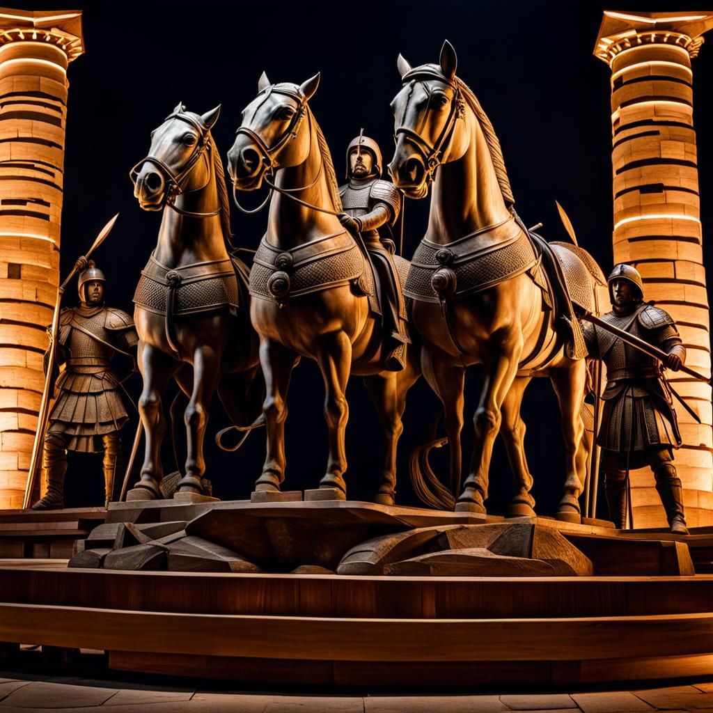 Trojan Horse: Greek Soldiers Emerge at Night