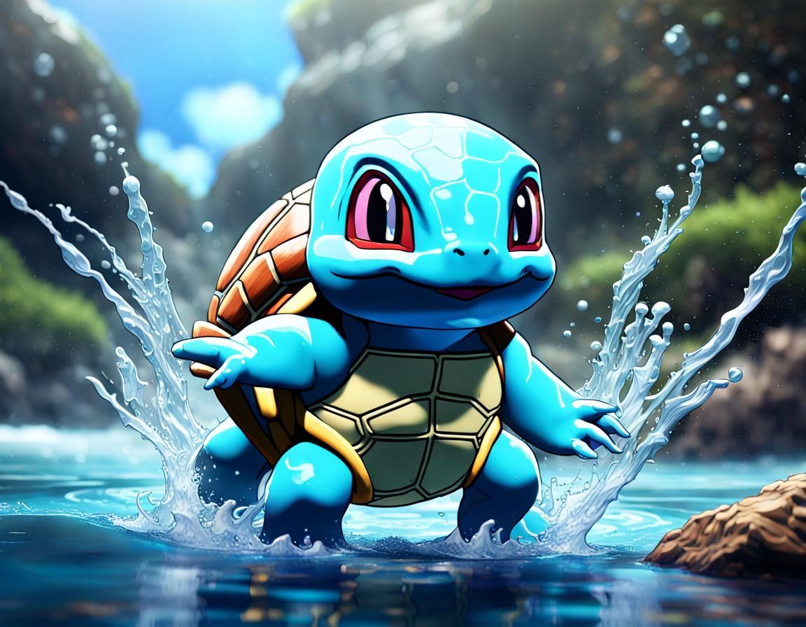 Dark Fantasy Water-Bender Squirtle Concept Art