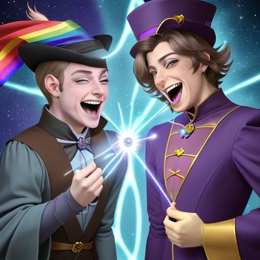 Whimsical Wizards Tickling: A Joyful Scene