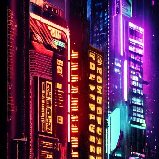 Cyberpunk Cityscape with Neon Lights