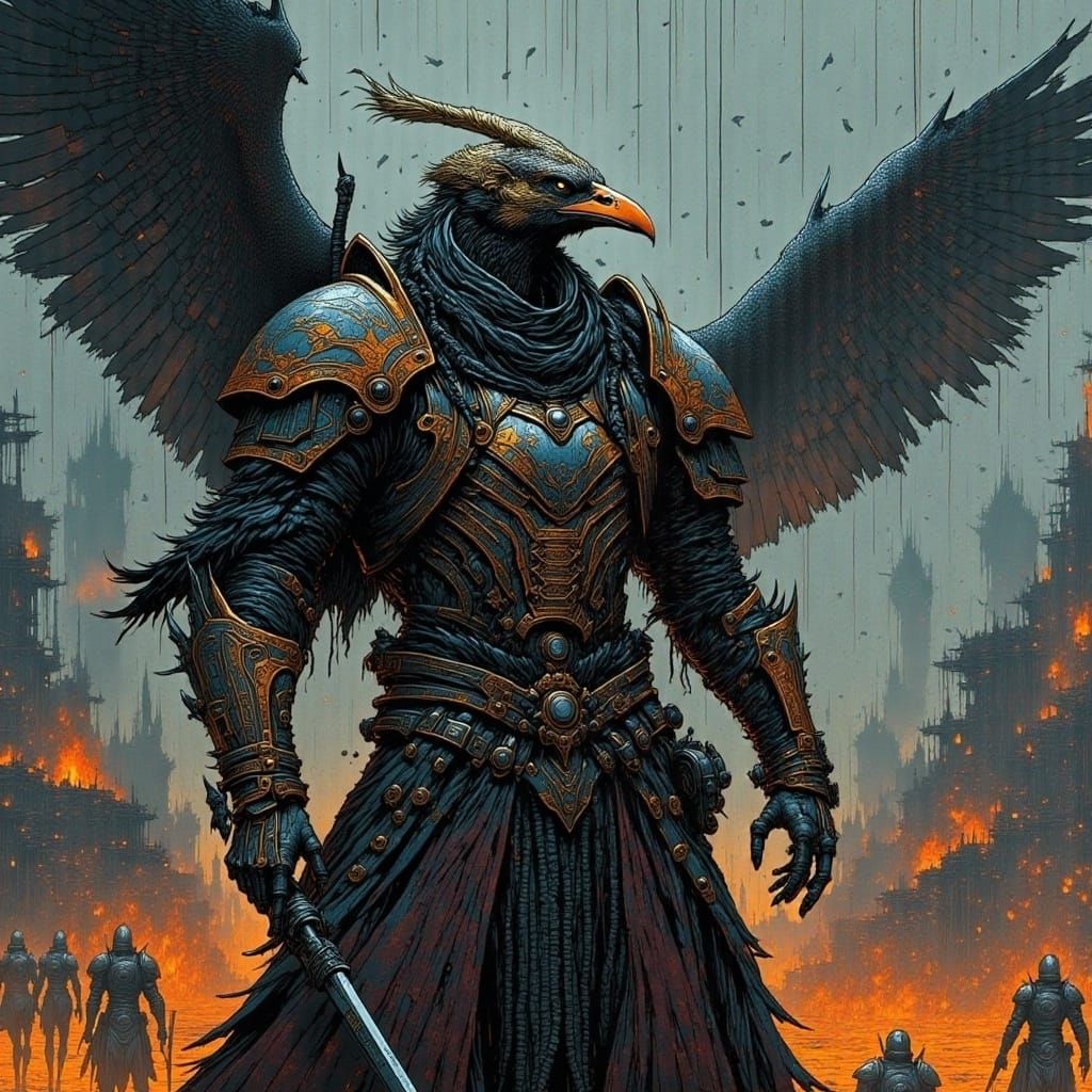 Cyberpunk Ravens Stand Against Invaders in Epic Battle