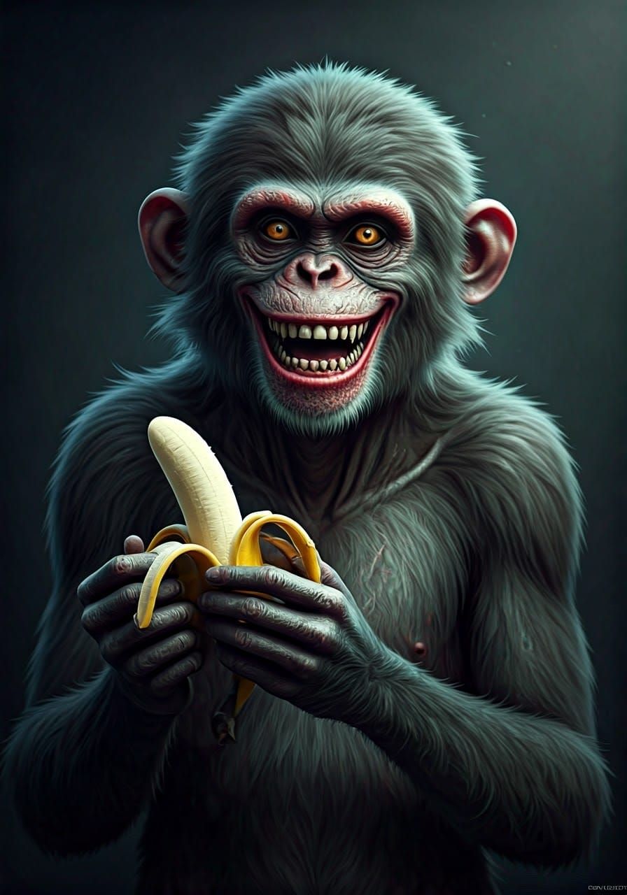 Zombie Monkey Clown Princess with Bananas