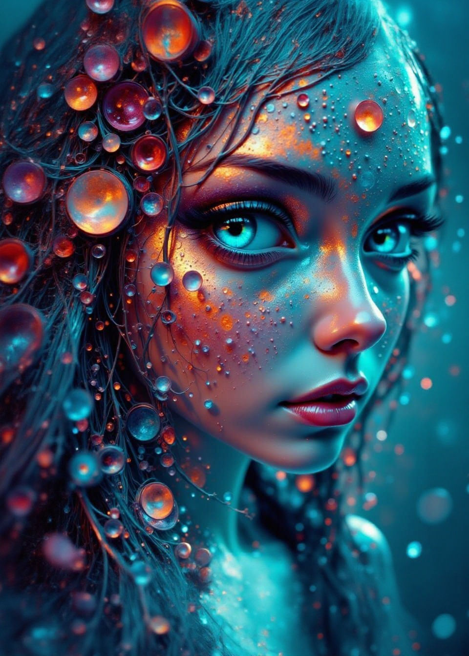 Neon Sci-Fi Woman in Impressionistic Style