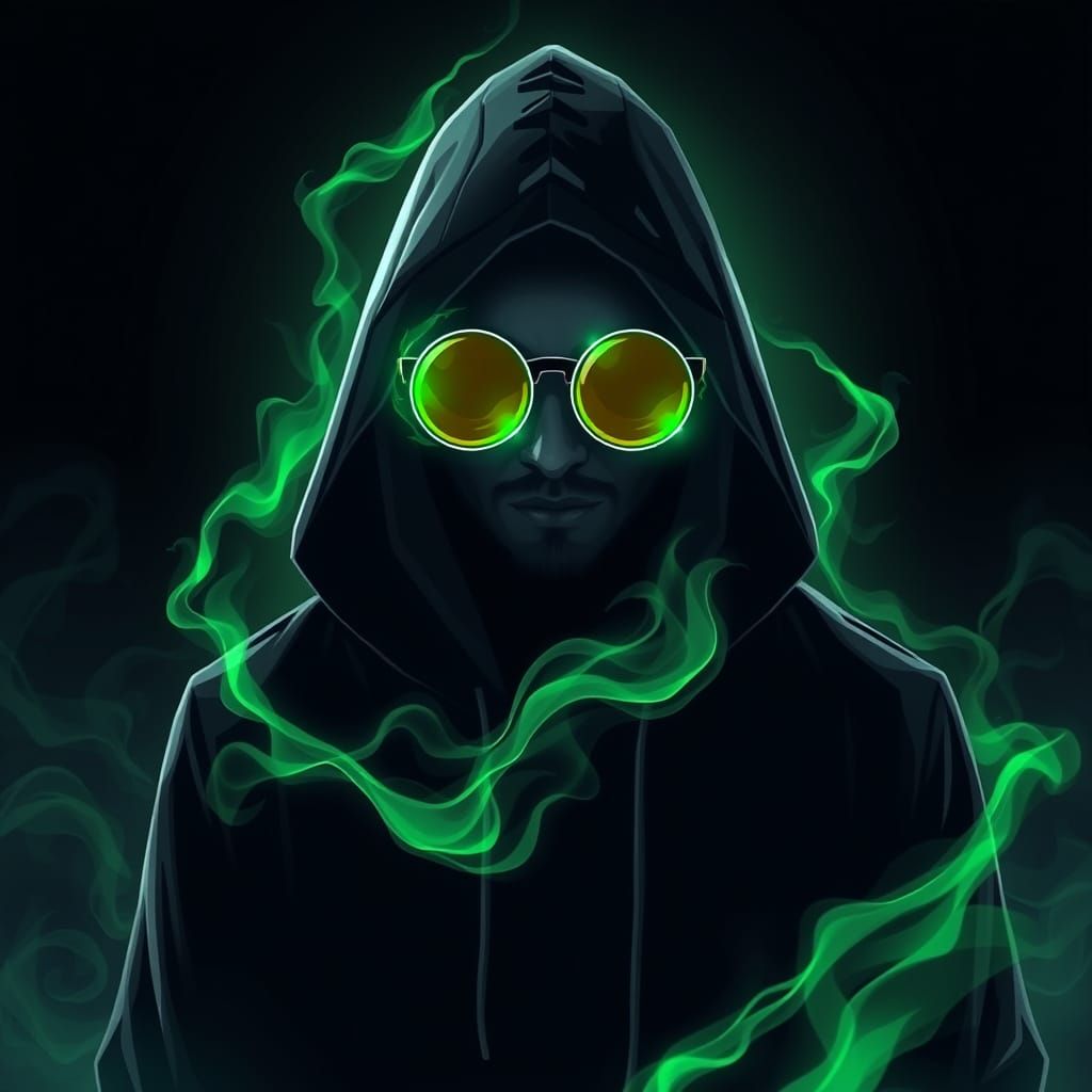 Cyberpunk Villain Emerges from Neon Smoke