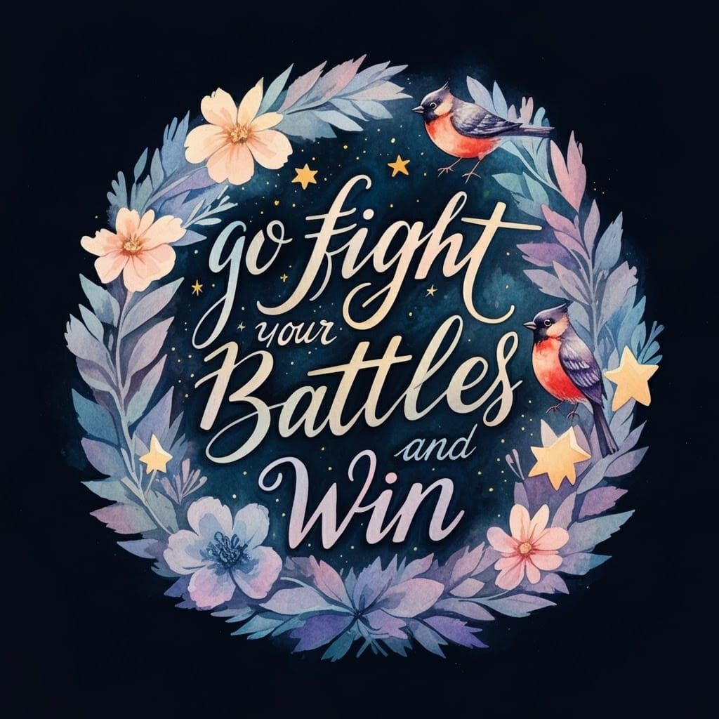 Intricate Cursive Script in Watercolor Wreath Illustration