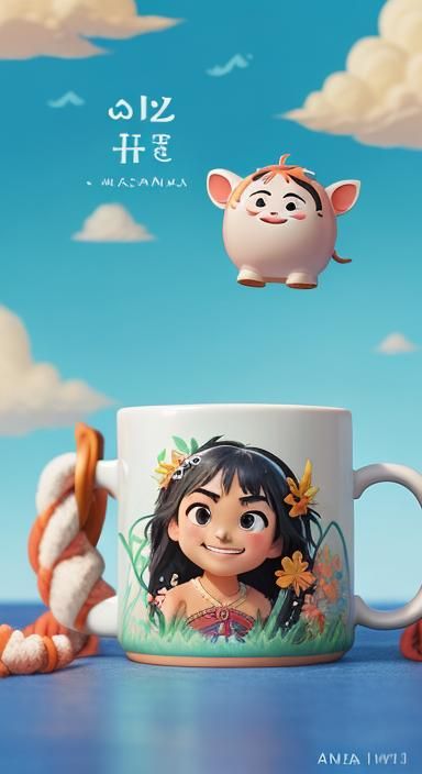 Moana Ghibli Mug in Anime Style