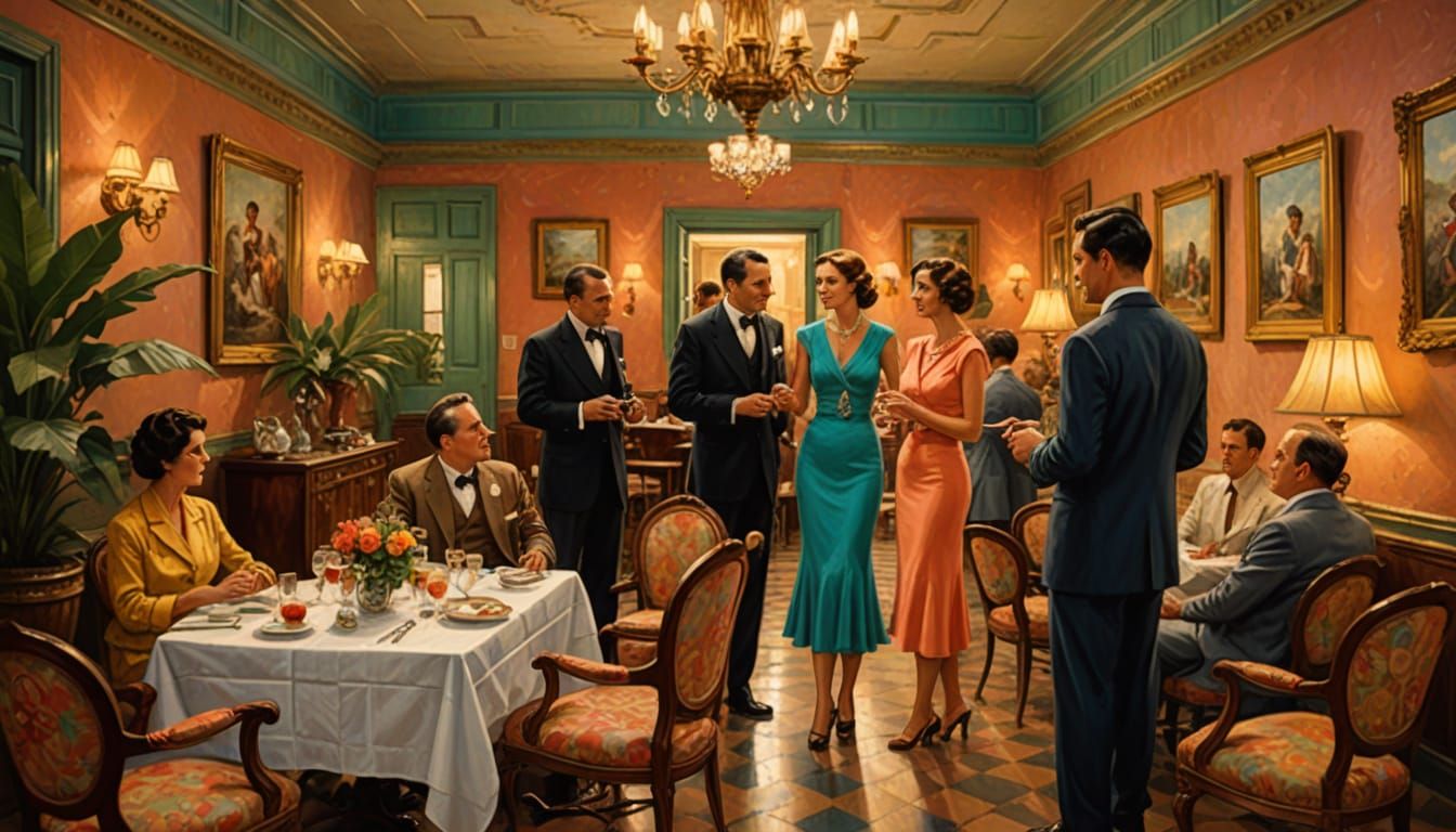 Sensual Havana Nights: Oil Painting of Swarthy Men and Modes...