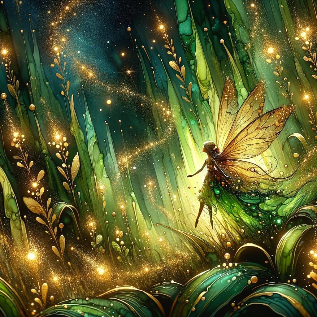 Fairy in Firefly Field: Fantasy Art