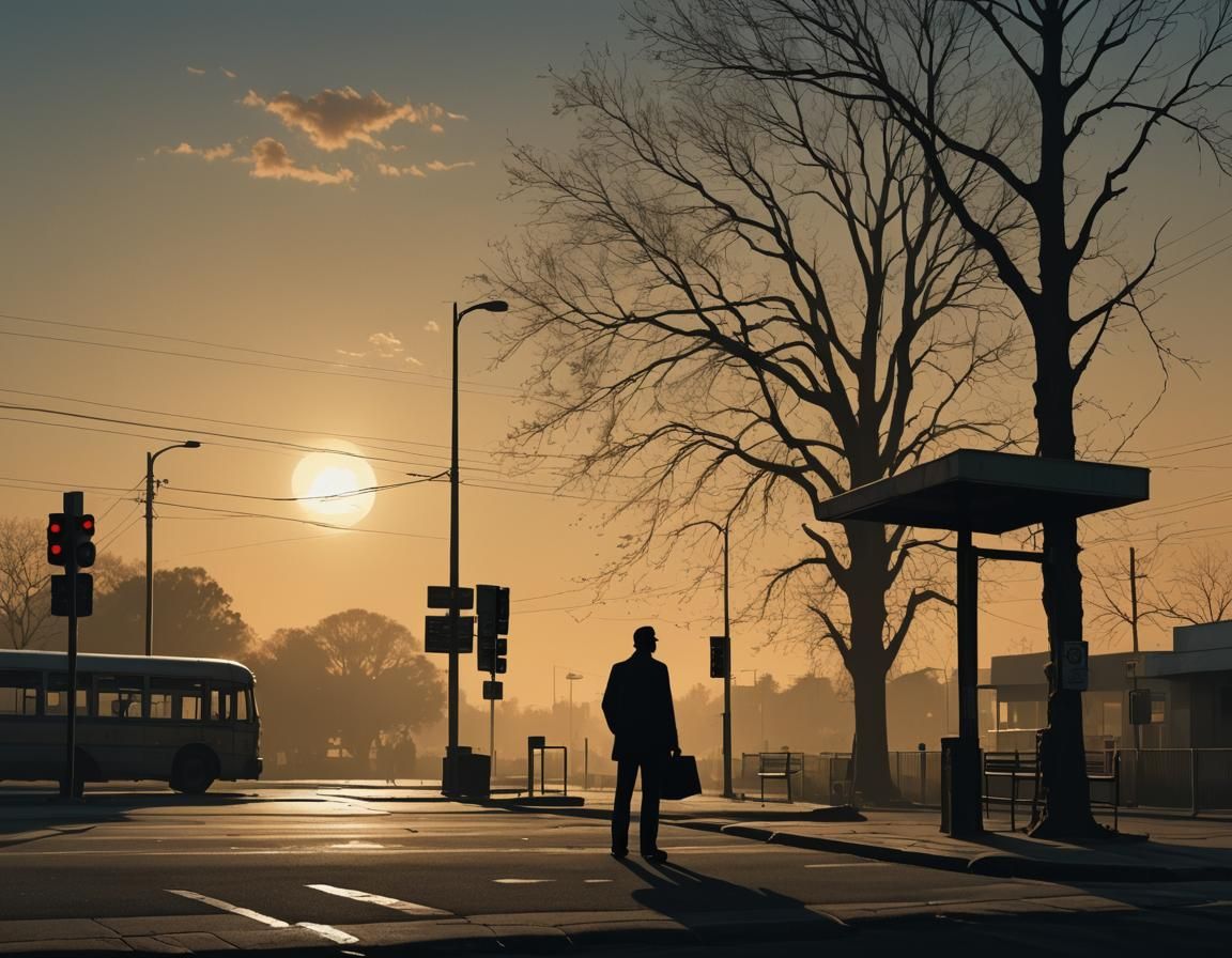 Sunrise Silhouette: Detailed Matte Painting in 8k