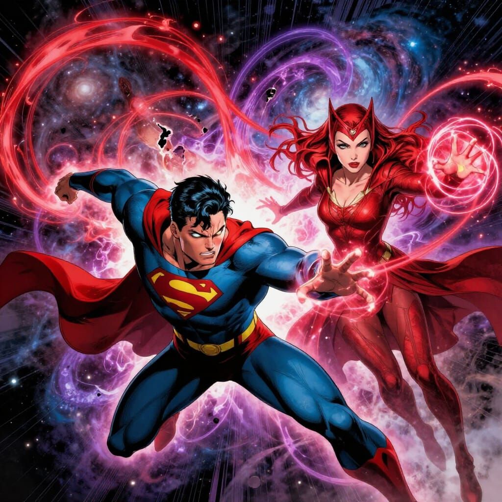 Superboy Prime vs. Scarlet Witch Cosmic Battle