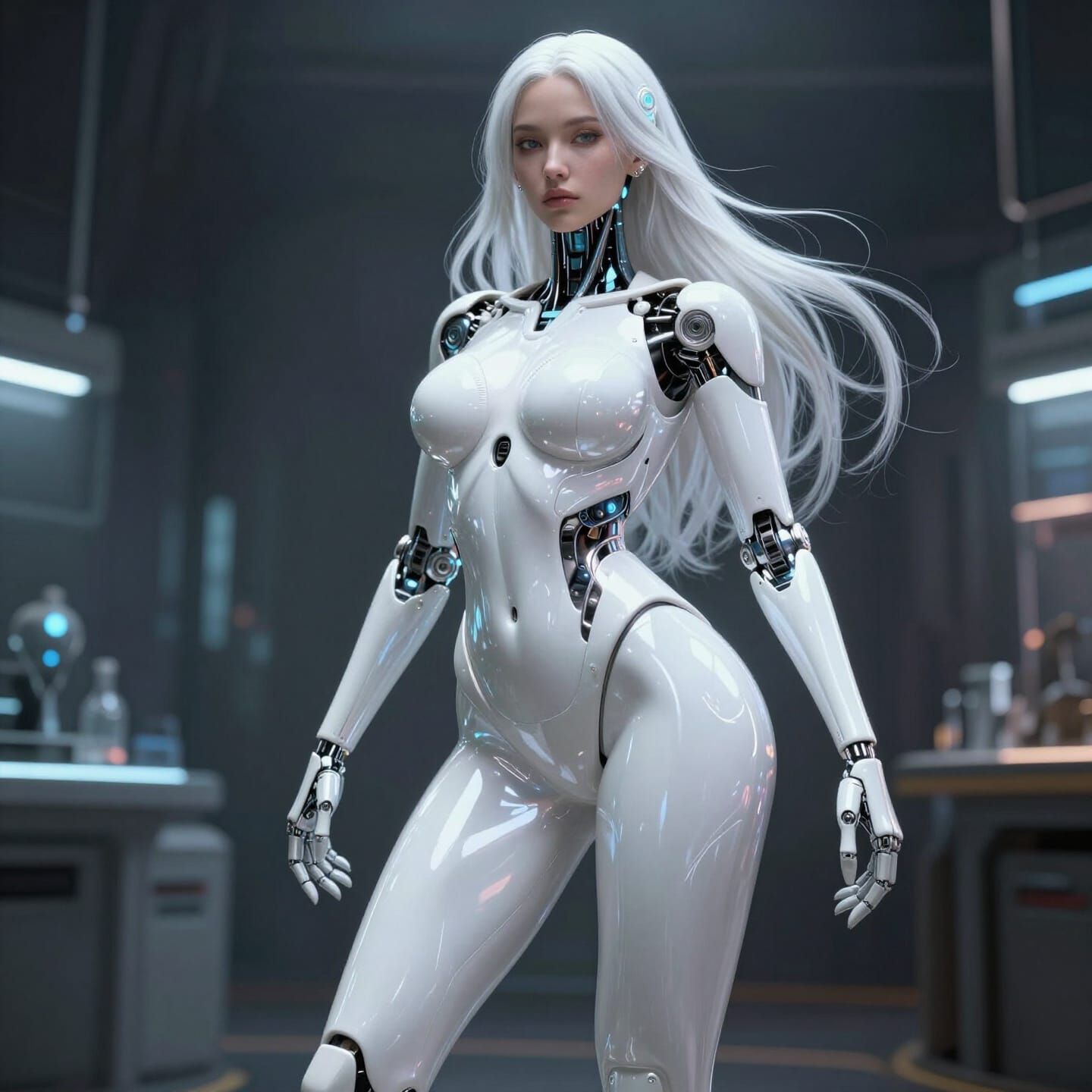 Feminine Cyborg Woman in Futuristic Concept Art