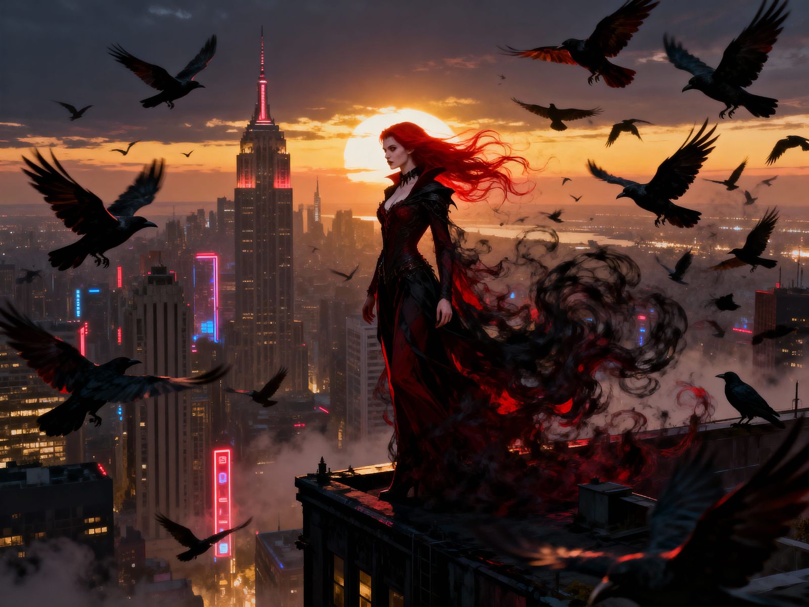 Vampire Hunter Disappears into Ravens at Dusk