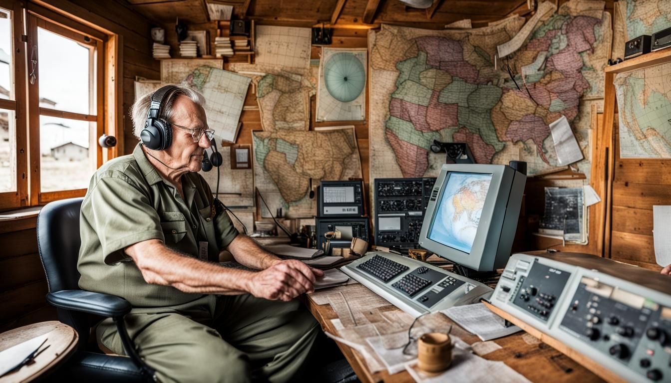 German Ham Radio Operator in Shack