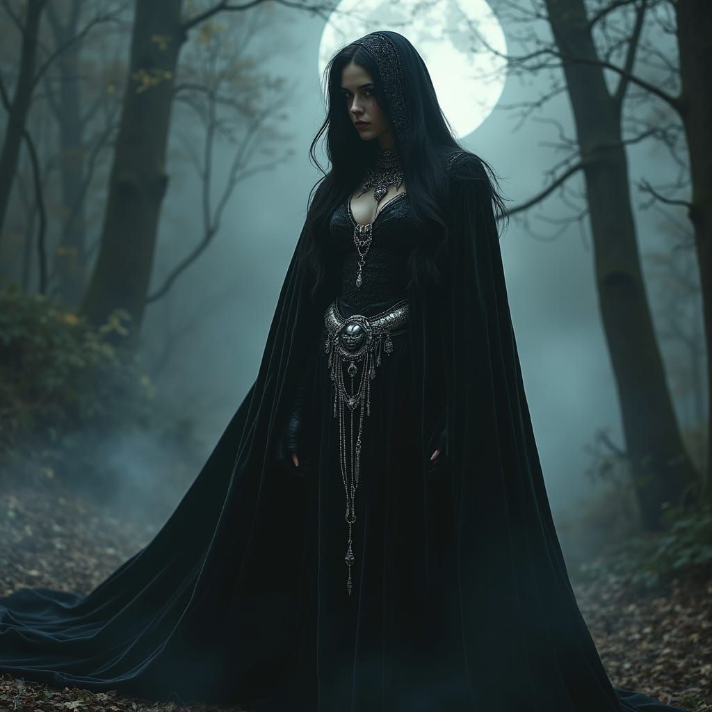 Dark Velvet Queen in Moonlit Mysticism