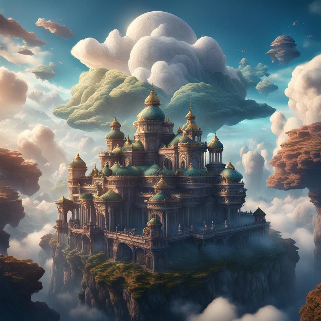 Fantastical Cloud Palace Biome: Matte Painting