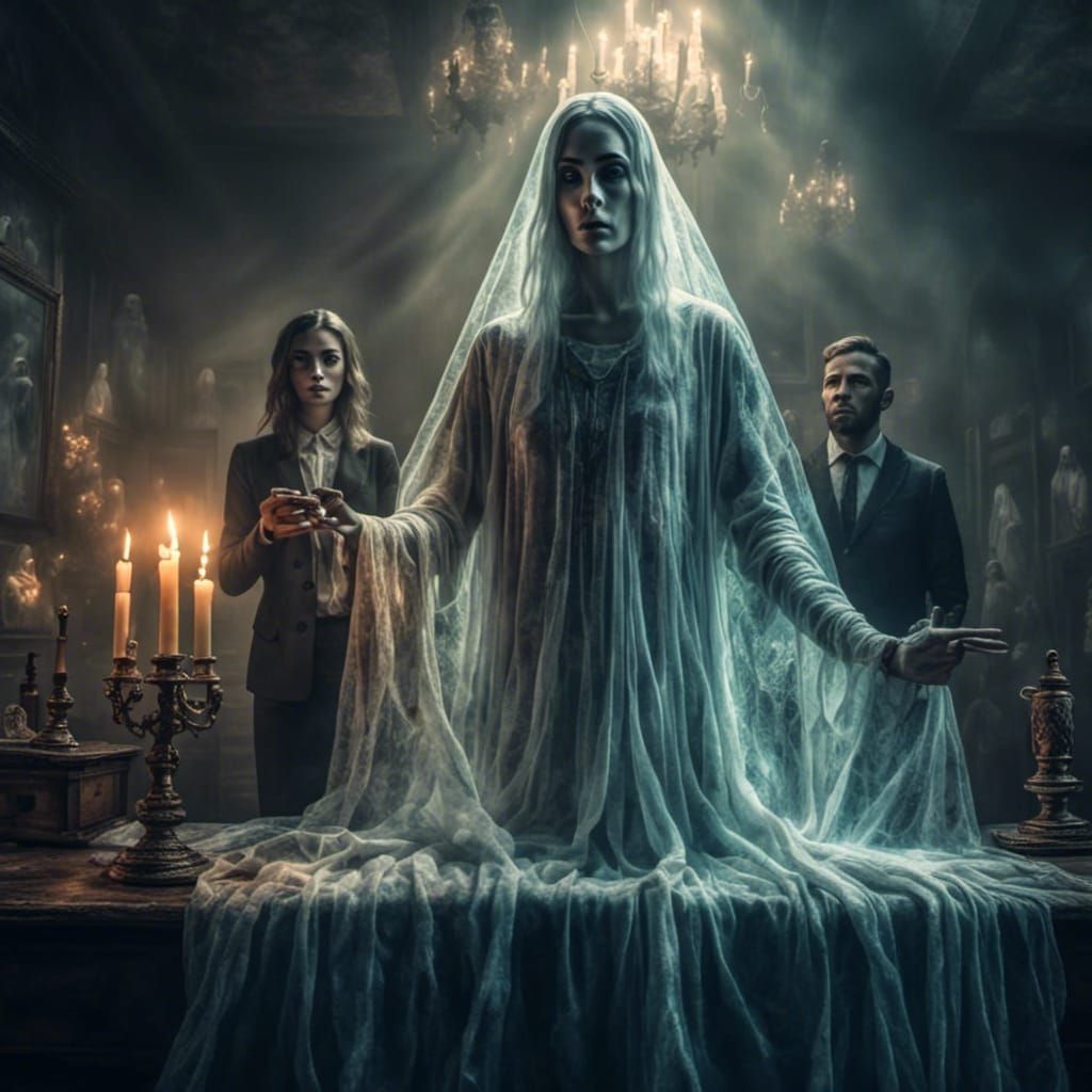 Ghostly Apparition Watching a Seance