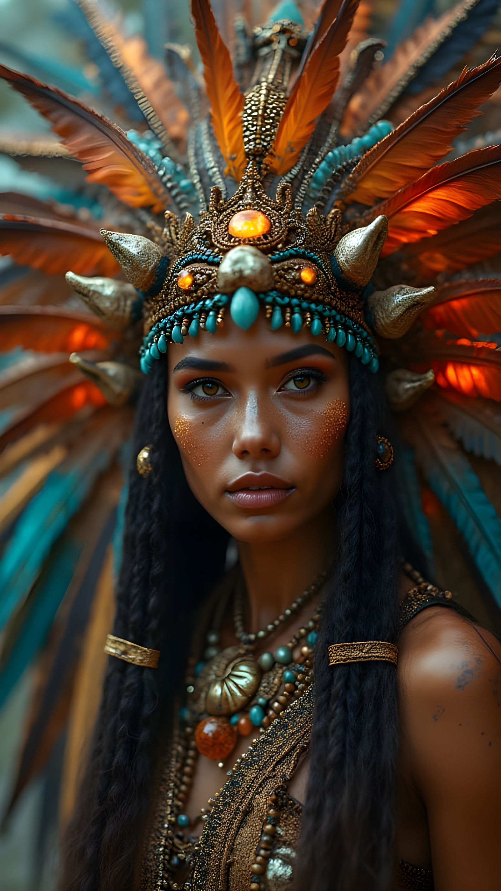 Tribal Goddess Radiating Power in Cinematic Masterpiece