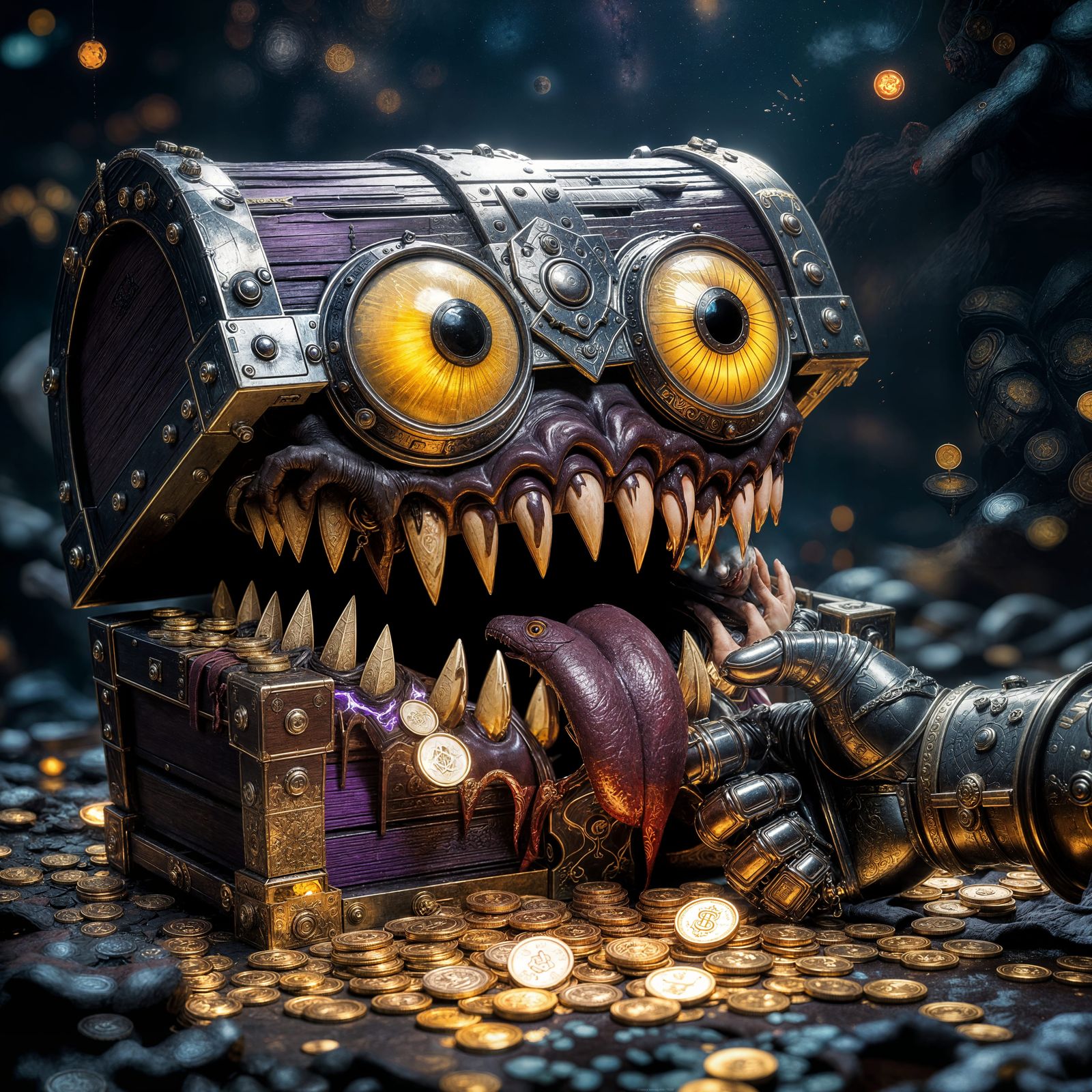 Mimic Treasure Chest Chomps Adventurer's Hand
