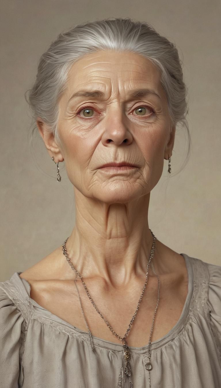 Silver Haired Woman in Art Nouveau Style